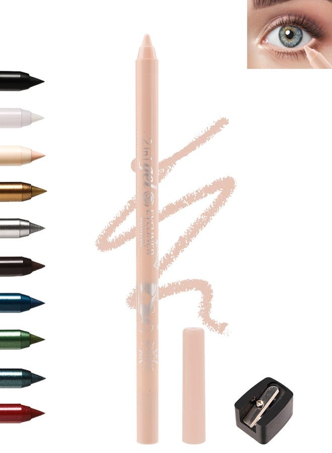 Lestpola Nude Waterline Eyeliner Gel Pencil,Peach Eyeliner Waterline Waterproof Smudge-Proof, Long Stay Eye Liner Brightener Pen with Sharpener, Safe for Sensitive Eyes, Soft Cream Rich Color Eye Makeup Pen-03 - Image 1